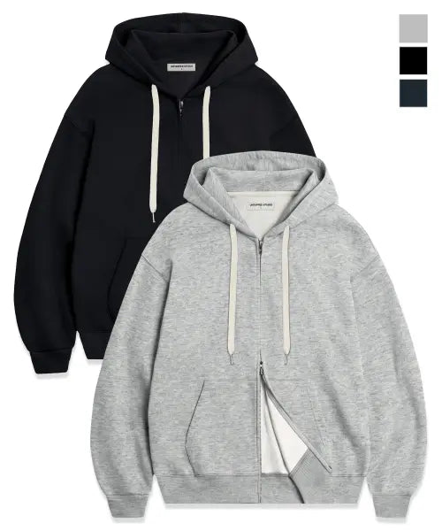 [UNTAPPED STUDIO] 340G Two-Way Oversized Balloon Fit Hoodie Zip-Up 3 Colors / 340G 투웨이 오버사이즈 벌룬핏 후드집업 3Color