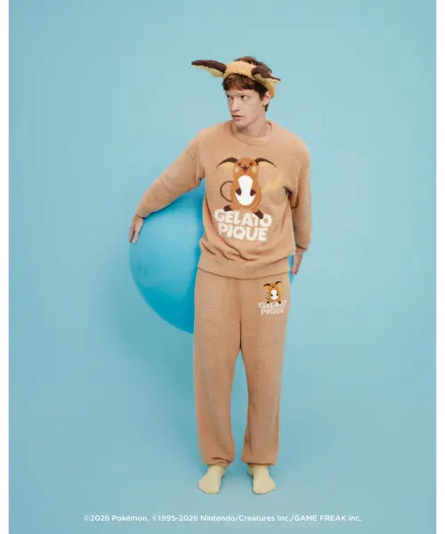 [GELATO PIQUE] POKEMON Mens BABY MOCO Jacquard Pullover Long Pants Homewear Set PMNT264004 / [포켓몬] 남성용 BABY MOCO 자카드 풀오버 \u0026 롱 팬츠 세트 PMNT264004