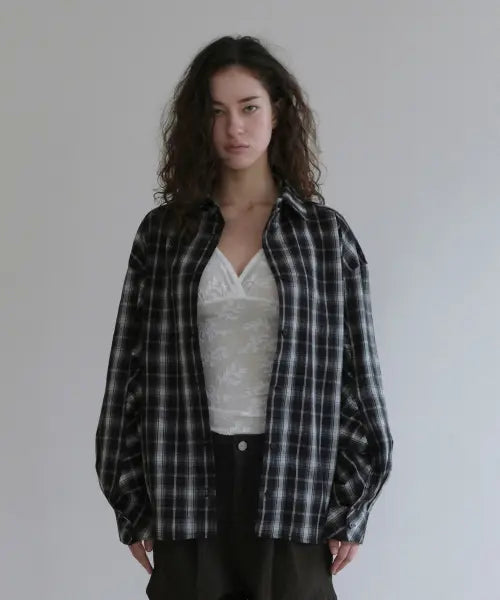 [ORDINARY HOLIDAY] CHECK OVERFIT SHIRTS [BLACK]