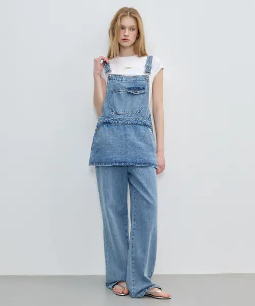 [CITYBREEZE] DENIM LAYERED OVERALL / 데님 레이어드 오버롤_BLUE