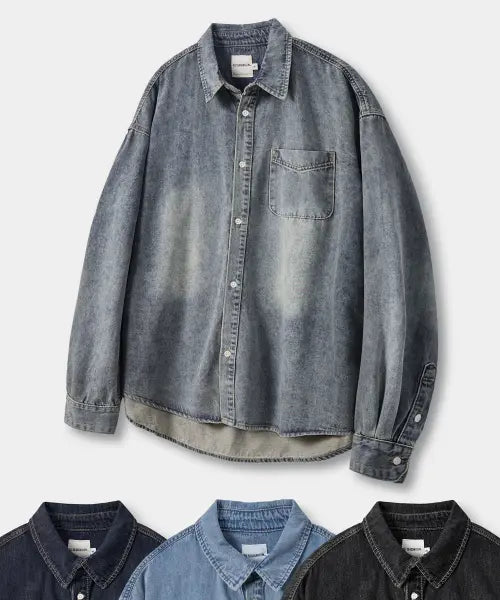 [DIMITRI BLACK] ©EVERYONE’S BIOWASHING DENIM SHIRT_4 COLOR / [10주년기획] ©모두의 바이오워싱 데님 셔츠_4 COLOR