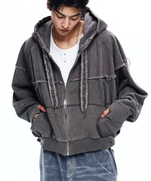 [RSSC] MIX CROP HOOD ZIPUP - ASH GRAY