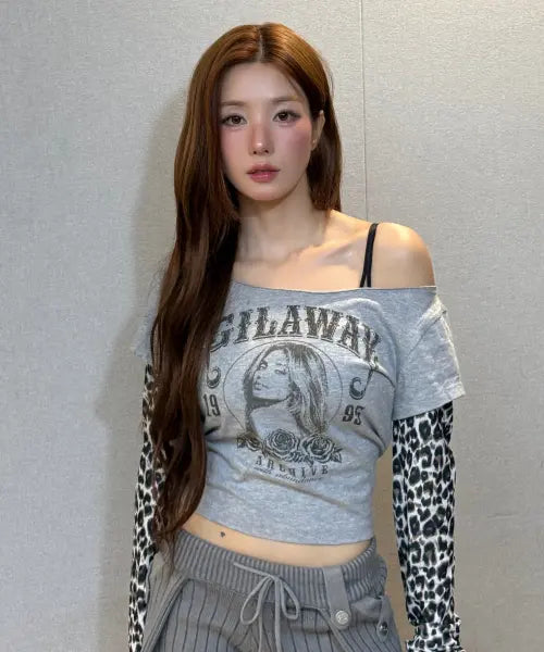 [GILAARCHIVE] RUNAWAY GIRL LEOPARD LONG SLEEVE_GREY