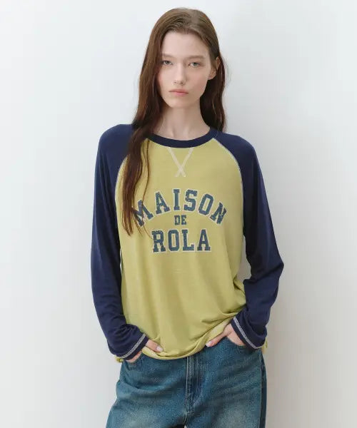 [ROLAROLA] MASION DE ROLA REGLAN LONG SLEEVE OL+NV
