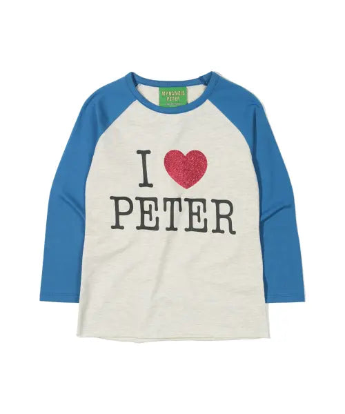 [MYNAMEISPETER] (W) I LOVE PETER RAGLAN T-SHIRT - OATMEAL \u0026 BLUE