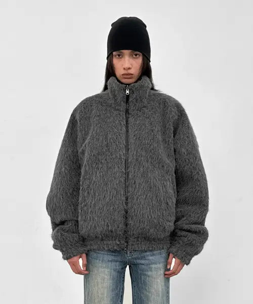 [SANDRIC] Reversible Fleece Zip-up_Black