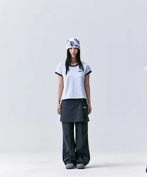 [TANSANMAGNESIUM] Layered Cut-out Skirt Pants (Black) / 레이어드 절개 스커트 팬츠 (블랙)