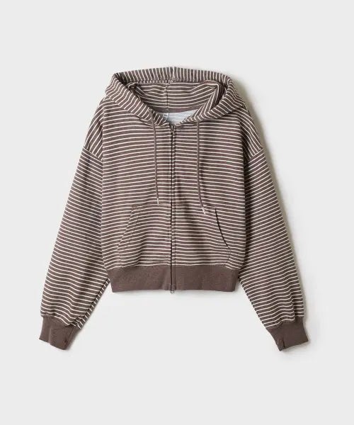[SPAO] French Terry Women's 2-Way Stripe Hooded Zip-Up / [프렌치테리] 여성 2-WAY 스트라이프 후드 집업_SPMZG49G02