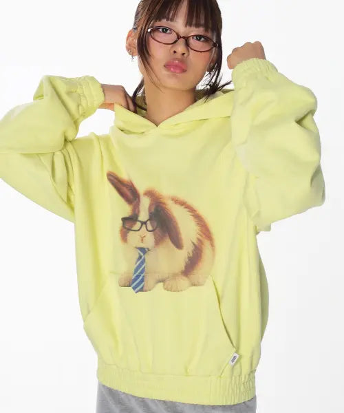 [CRANK] LUCKY BUNNY HOODIE_YELLOW / 럭키 버니 후드티_옐로우