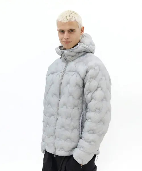 [MADDEN] Bear Peak Light Hooded Padded Jacket - Light Grey / 베어 피크 라이트 후드 패디드 자켓 라이트 그레이