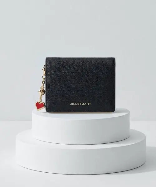 [JILLSTUART ACC] [LILY] Black Logo Detail Calfskin Bi-fold Wallet / [LILY] 블랙 로고장식 소가죽 2단 반지갑