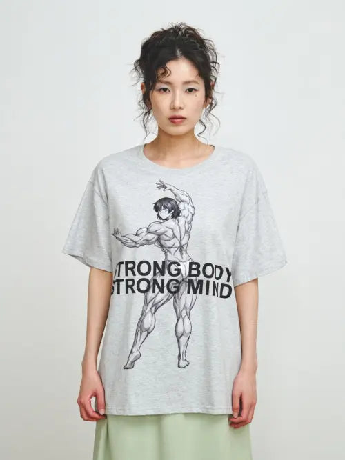 [PLZPROJECT] STRONG T-SHIRT, MELANGE GRAY