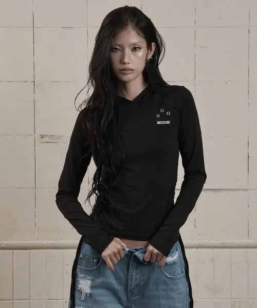 [AS YOU ARE] SLIM PANEL HOOD LONG SLEEVE BLACK / 슬림 패널 후드 롱슬리브 블랙