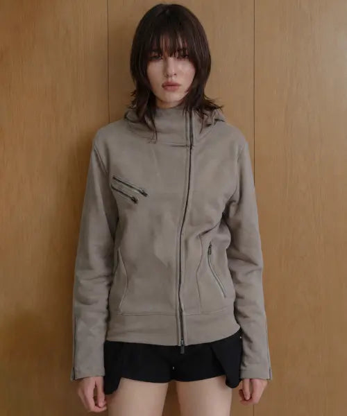 [PLACE STUDIO] Tie-Dye Washed Cotton High Neck Multi-Zipper Detail Hooded Jacket [Beige] / 타이다이 워싱 코튼 하이넥 멀티 지퍼 디테일 후드집업 자켓 [베이지]