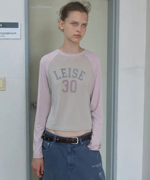 [KIJUN] LEISE RAGLAN LONG SLEEVE TEE_PINK