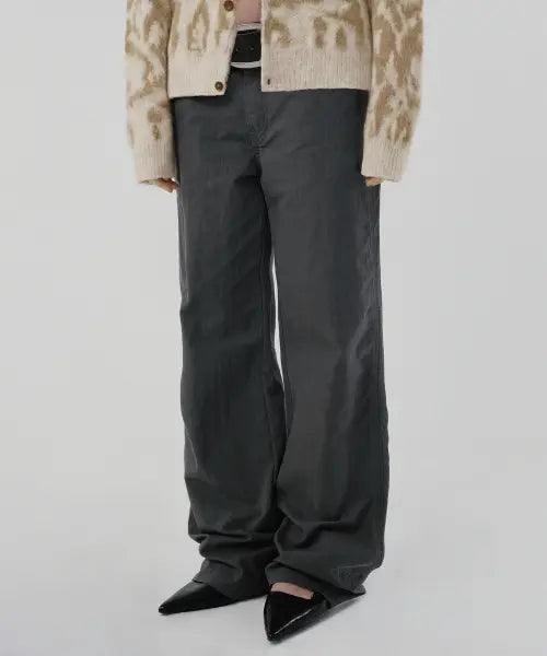 [SUADE] SEMI WIDE PANTS [CHARCOAL GRAY]