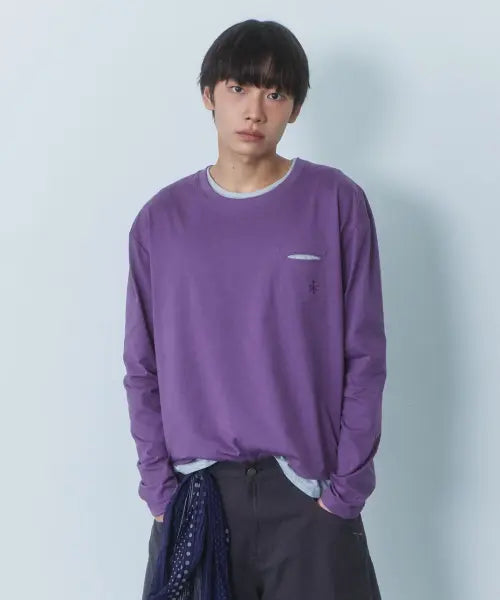 [CGP] Layered Color-Block Long Sleeve - Violet / 레이어드 배색 롱슬리브-바이올렛