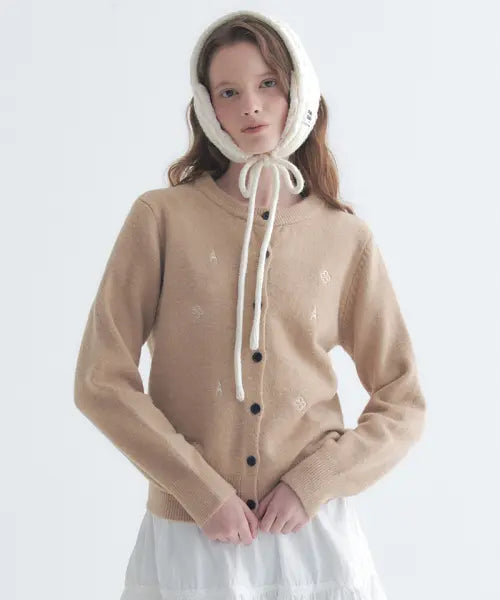[MARIE CLAIRE] Lucky Clover Eiffel Tower Embroidery Cardigan / 럭키 클로버 에펠탑 자수 가디건(MAGCKC12MBE)