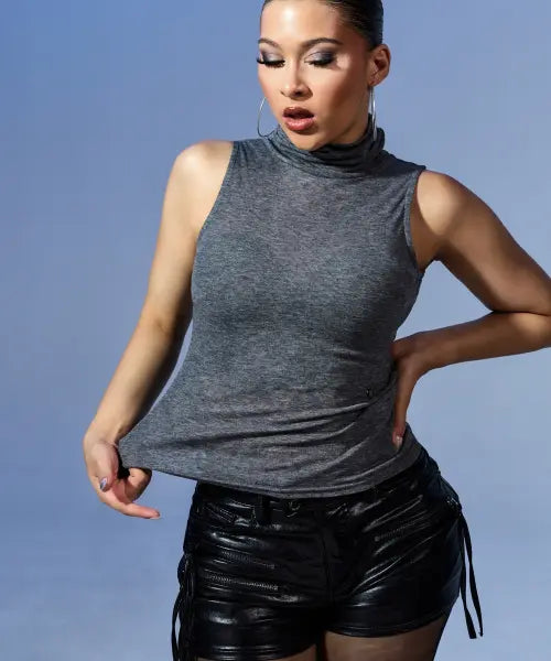 [COOLSIS] CS Sheer Wool Sleeveless Top (Charcoal) / CS SHEER WOOL SLEEVELESS-077 (CHARCOAL)
