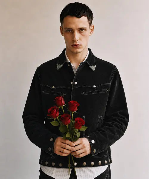 [ADSB ANDERSSON BELL] ATLANTA FLOCK VELVET JACKET (BLACK)