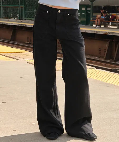 [SOMEWHEREBUTTER] Barrett Cotton Carpenter Pants - Black