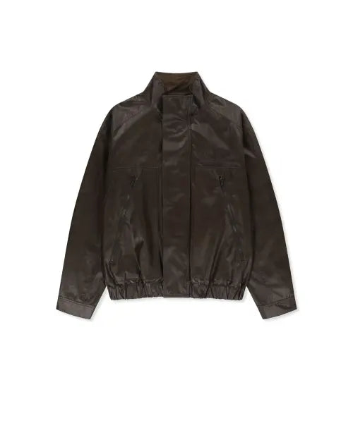 [MATIN KIM] WAXED HIGH NECK JUMPER IN BROWN