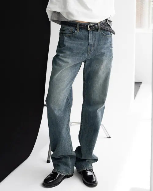 [BLUEBRICK] [Sobin Collab] Slub loose denim (vintage blue) / [소빈 콜라보]Slub loose denim (vintage blue)