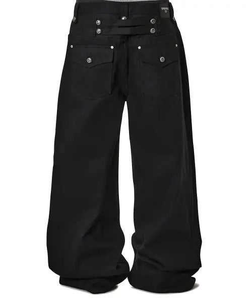 [OPENYARD(OY)] NAPOLEON TRIM WIDE HEM PANTS - BLACK