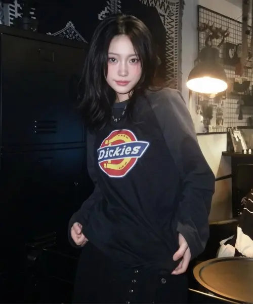 [DICKIES] TRILOGY Raglan Long Sleeve Charcoal / 트리로고 래글런 롱슬리브 Charcoal
