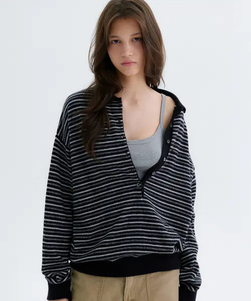 [SOMEWHEREBUTTER] Brody Wool Stripe Knit - Black