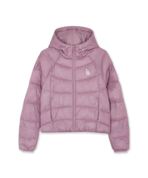 [MLB] WOMENS LIGHT HOOD CURVE PADDING JKT / 여성 경량 후드 커브패딩 LA (Ptn.Lavender)