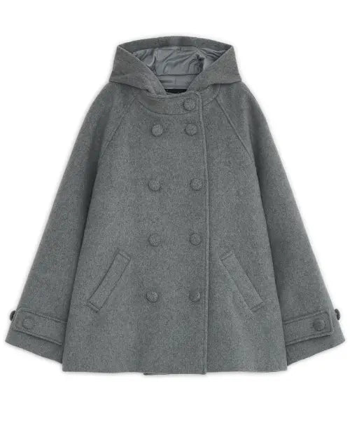 [HUG YOUR SKIN] Hooded Half Coat (Gray) / 후드 하프 코트 (그레이)