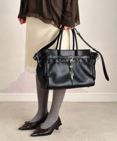 [SUNBURNPROJECT] FAUX LEATHER B.B BAG, BLACK