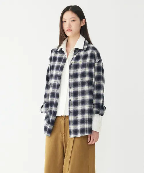 [STUDIO TOMBOY] Oversized Pocket Detail Check Shirt _Navy_ / 오버핏 포켓 포인트 체크 셔츠 _네이비_9176321971
