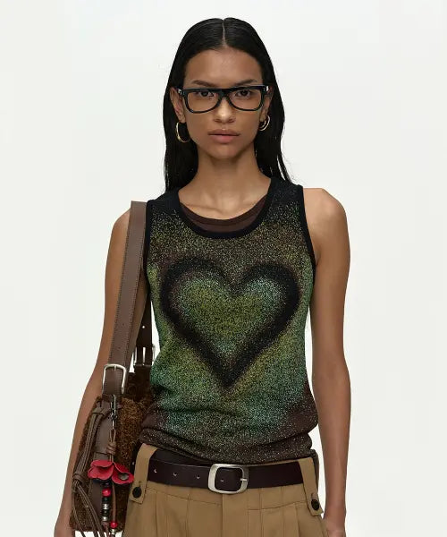 [ADSB ANDERSSON BELL] AIRBRUSH LOVE TANK TOP atb1477w(GREEN)