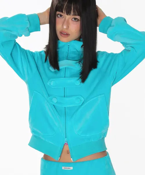 [CRANK] TOGGLE TERRY ZIP-UP_AQUA BLUE / 토글 테리 집업_아쿠아 블루