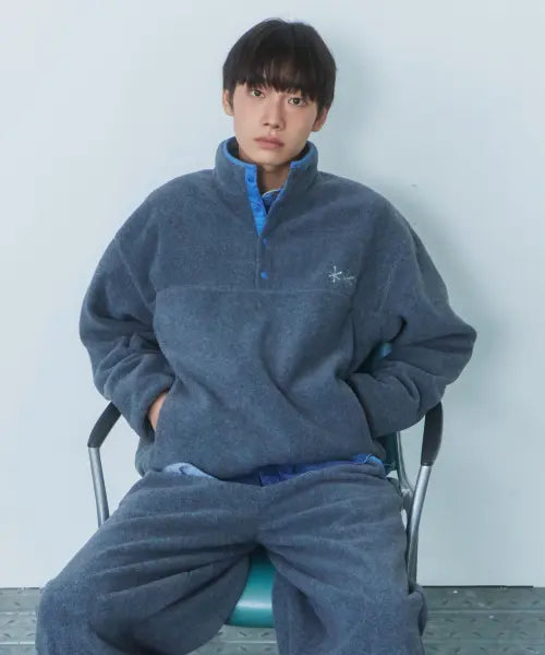 [CGP] Fleece Snap Half-Neck Long Sleeve - Charcoal / 플리스 스냅 하프넥 롱슬리브-차콜