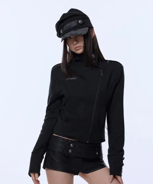 [GILAARCHIVE] HIGH NECK NAPOLEON SIDE ZIP JACKET_BLACK
