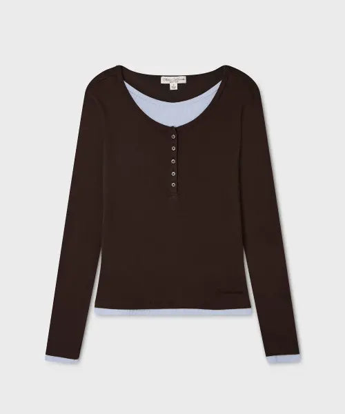[WHO.A.U] Layered Henryneck Long Sleeve T-shirt(F) / WHLAG4T24F