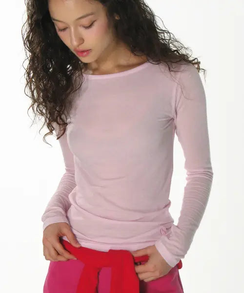 [CRANK] SHEER BASIC TOP_PINK / 쉬어 베이직 탑_핑크