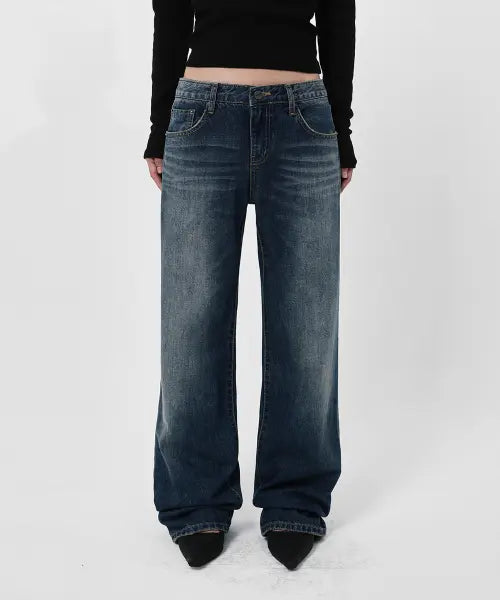 [SANDRIC] LINE.02 basic straight denim_mid blue