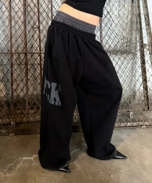 [ROCKCAKE] RCK Layered Wide 2way Jogger - Black