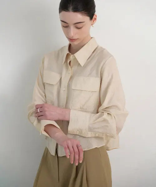 [VIYUL] Wrinkle semi crop collar shirts_3colors / 링클 세미 크롭 카라 셔츠_3Color