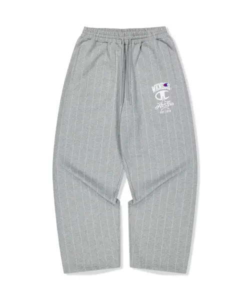 [WKNDRS] WKNDRS x CHAMPION STRIPED SWEAT PANTS (M.GREY)
