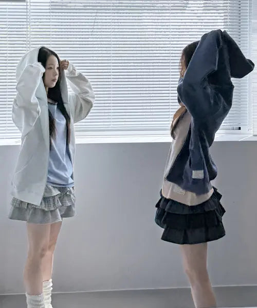 [CHANCECHANCE] CEC LABEL ZIP-UP HOODIE (SKY BLUE)