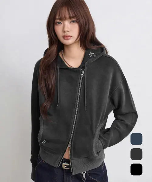 [EUGGEN] Cross Nova Unbalance Hood Zip-Up_3 Color / 크로스 노바 언발란스 후드 집업_3 COLOR