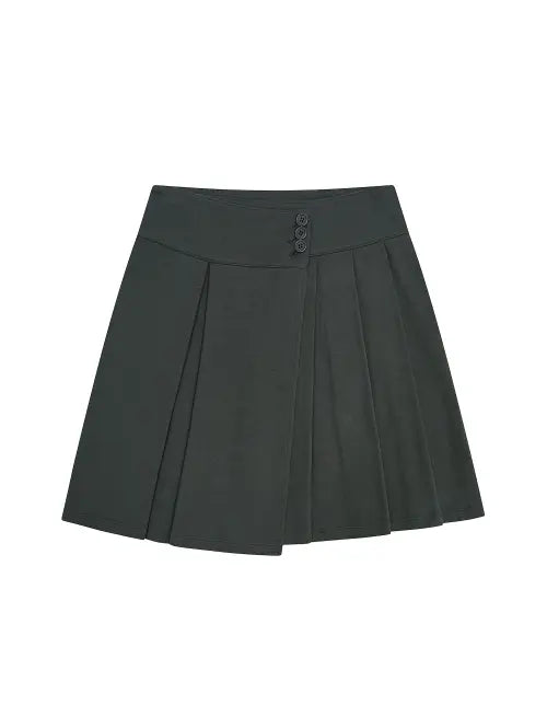 [TUOMIO] PLEATED SWEATSKIRT [CHARCOAL]