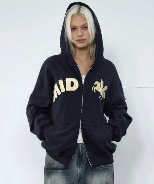 [MIDNIGHT MOVE] Mid Horse Zip Up (Navy)
