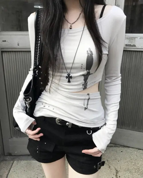 [LIBERALNEWS] DAGGER SLASH FLARED LONG-SLEEVE_ASH GRAY