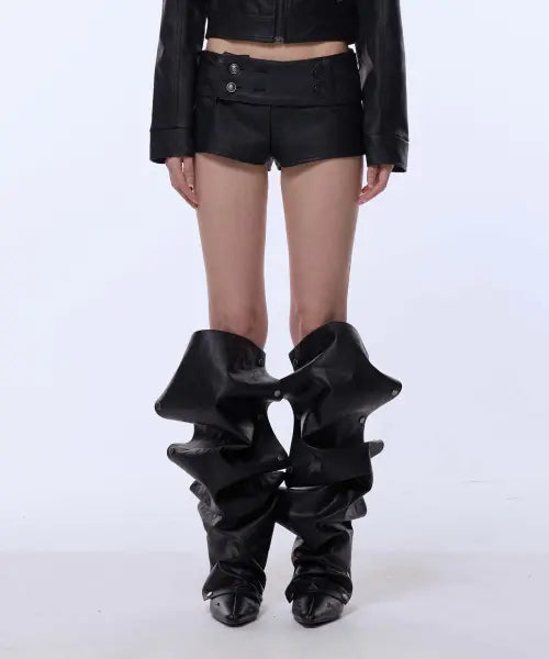 [GILAARCHIVE] NAPOLEON BELTED LEATHER SHORT PANTS_BLACK